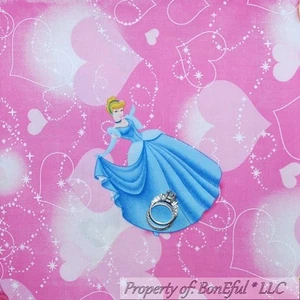 BonEful FABRIC FQ Cotton PINK Heart DISNEY PRINCESS Dance Ballet Dress Girl Star - Picture 1 of 10