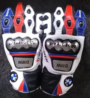 Guantes de carreras de cuero para motocicletas BMW Guantes deportivos para motociclistas CE Foto 1 de 2