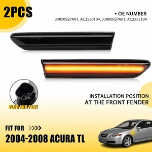 2X Amber LED Front LH+RH Side Marker Lights For 2004-2008 Acura TL AC2550104 K2 - Picture 1 of 21