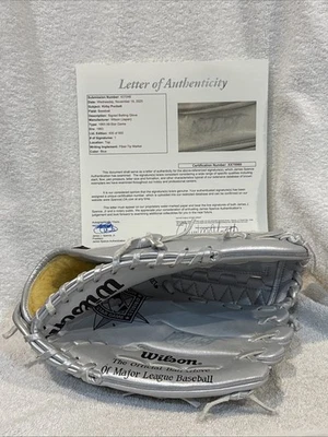 RARE Kirby Puckett AUTO'D 1993 AS Game Silver Wilson Glove, Minnesota Twins, JSA - Image 1 of 4