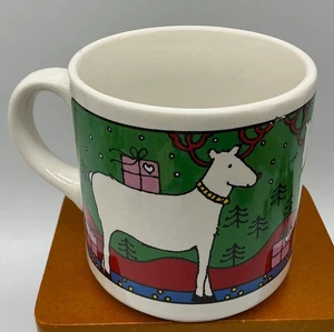 Tazza da tè caffè Houze vintage anni 80 renna bianca interno esterno 12 oz legno di alan - Foto 1 di 7