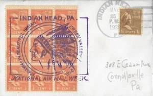 21. Mai 1938 Brief, National Air Mail Week, Indian Head PA Stempel - Bild 1 von 2