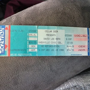 David Lee Roth mit Poison Knoxville TN Mi 20. Juli 1988 Ticket Stub - Bild 1 von 2