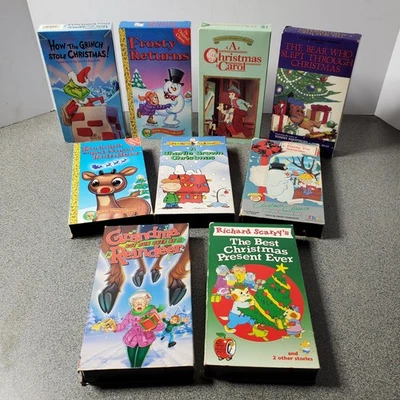 Classic Vintage Christmas Holiday VHS Tapes! Frosty Rudolph Santa Claus Grinch - Image 1 of 4