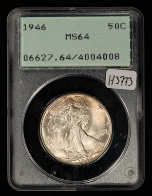 1946 50c Walking Liberty Half Dollar - Looks 65 - OGH Rattler PCGS MS 64 - H3773 - Image 1 of 4