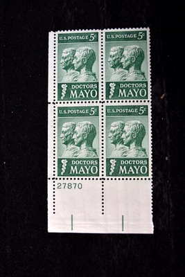UNITED STATES 1964 MAYO CLINIC STAMP  S 1251  PLATE BLOCK 0F 4 w #S  MNH - Image 1 of 3