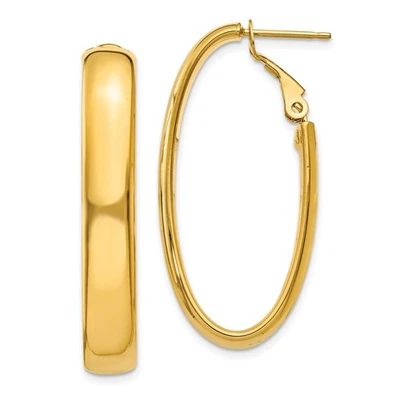 14k Yellow Gold 34mm Oval Omega Back Hoop Earrings - Image 1 of 4