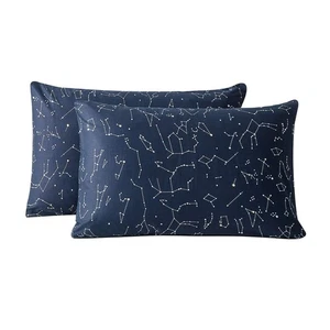 100% Cotton Pillowcases Queen Size Set of 2 Navy Blue Constellation Print Bed... - Bild 1 von 7