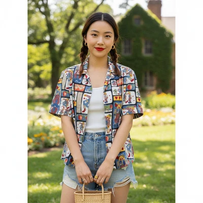 Blusa Espantalho Vintage Feita à Mão Clowncore Feminina Extra Grande Kitsch Retrô Exclusiva Peculosa - Imagem 1 de 4