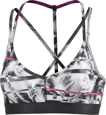 Puma women's Yogini Bra bustier sports bra, black/pink-white, XS - Image 1 of 2