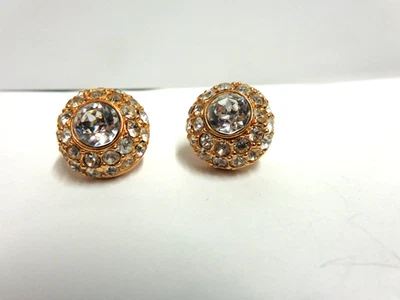 yellow gold plated cz earrings by Chiristian Dior Clip On style wgt 16.1g - Image 1 of 4