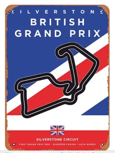 Silverstone F1 Track Metal Poster Sign 20x30cm Man Cave Wall Art Free Post - Picture 1 of 1