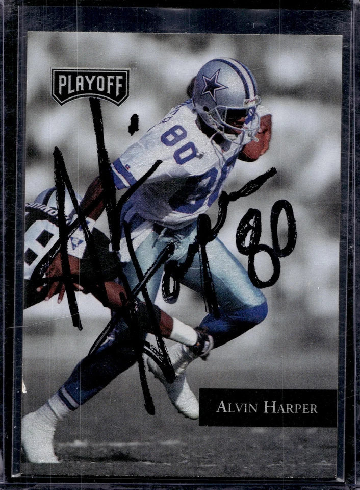 1992 Playoff Alvin Harper #24 In Person Auto Nice & Bold Cowboys - Image 1 of 2