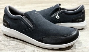 NEW CROCS M9 KINSALE SLIP-ON CANVAS LOAFER. CHARCOAL BLACK / PEARL WHITE. 203051 - Picture 1 of 19