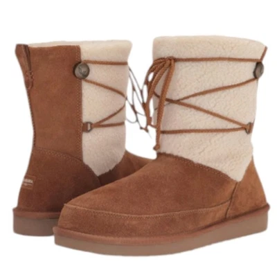 Koolaburra By UGG Michon Botas Cortas de Invierno Cuero Pull-On Piel 11 Castaño Boho Foto 1 de 4