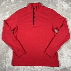 Relwen 1/4 Button Pullover Henley Sweater Men’s Medium Red Mock Neck Outdoor EUC - Picture 1 of 14