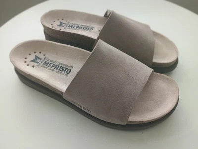 Mephisto Hanik Beige Stone Leather Slide Comfort Sandals Women's Sz 38 US 8  - Image 1 of 2