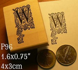 P96 calligraphy letter W Rubber Stamp - Picture 1 of 1