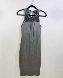 MOSSIMO Halter Beads Gray Soft Maxi Dress  Size XS Cotton Stretch Fully Lined - Picture 1 of 10