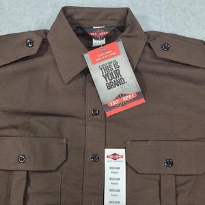 Tru-Spec Ripstop Camisa Táctica Botón Hombres Mediana LS Marrón Solapa Bolsillos Charretera - Imagen 1 de 20