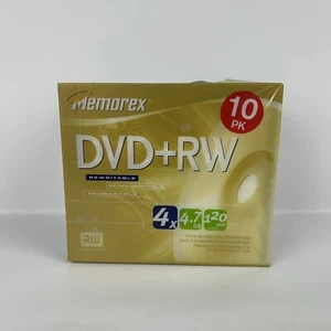 Memorex DVD+RW ReWritable Media Discs 4.7 GB Data 120 Minute Video 10 Pk NEW - Picture 1 of 6