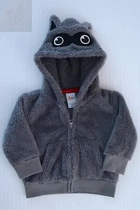 CIRCO BABY GIRLS BOYS KIDS GRAY HOODED FLEECE RACCOON JACKET SIZE 12M WINTER - Picture 1 of 10