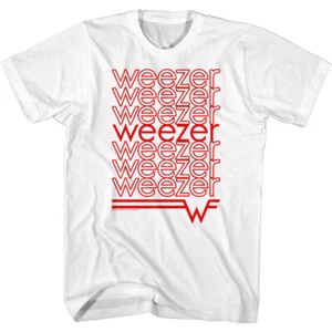Weezer Red Repeat Band Name Logo W Men's T Shirt Rock Music Merch - Picture 1 of 5