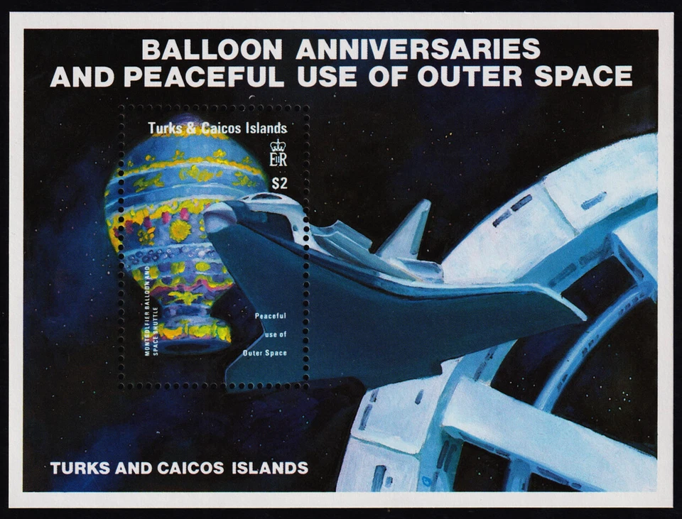 Hoja de recuerdo Scott 577 de las Islas Turcas y Caicos (1983) como nueva en estado bastante bueno C Foto 1 de 1