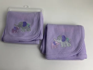 Juego de manta de recepción tejido gofre térmico elefantes púrpura lavanda bebé Koala - Imagen 1 de 4