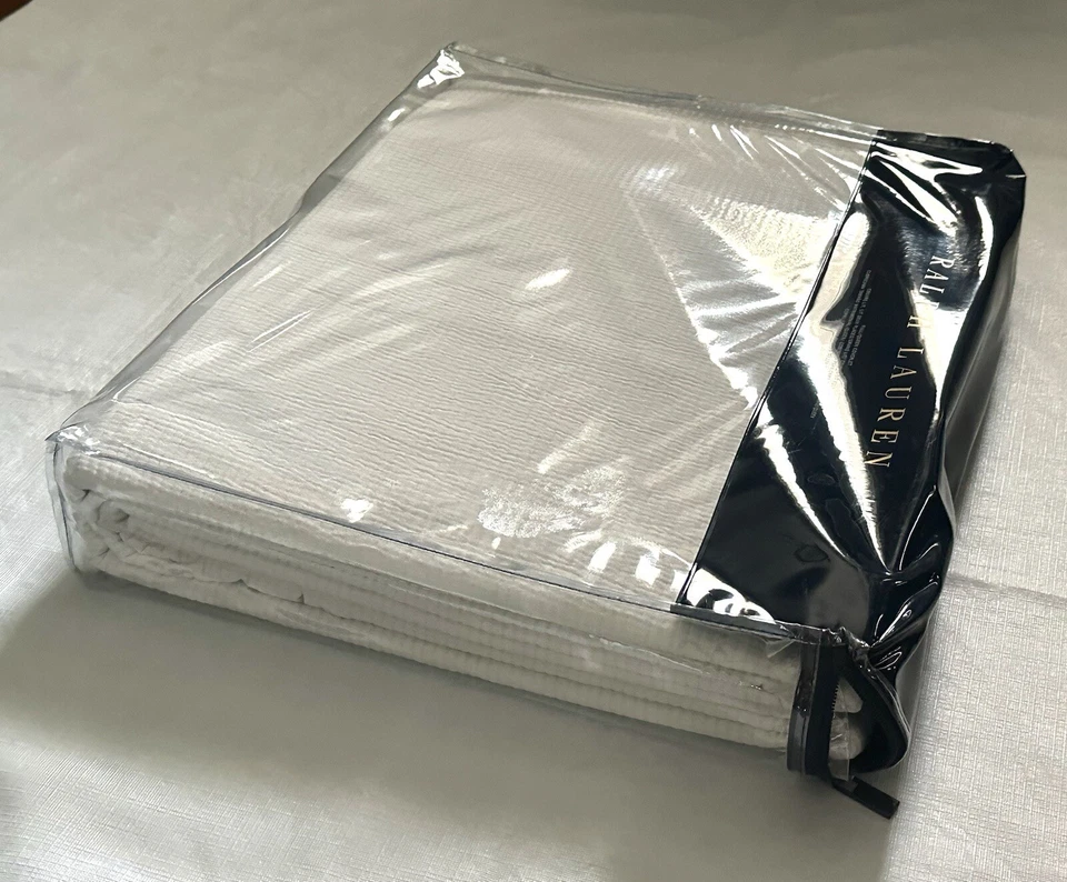 $400 NUEVO COBERTOR CASERO RALPH LAUREN COMPLETO/QUEEN LIGERO PERGAMINO BLANCO Foto 1 de 4
