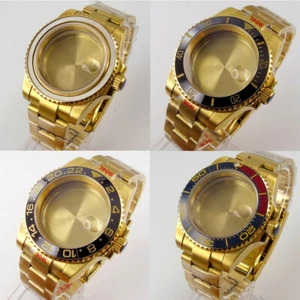 40mm Gold Plated Watch Case Steel Band Fit NH35 Miyota 82 Series Sapphire Glass  - Picture 1 of 16