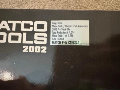 Matco Tools Craig Treble Muppets 2002 1:9 Pro Stock Motorcycle Bike  - Image 1 of 4