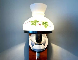 Wall Lamp Retro Light with Painted Floral Leaves Glass Shade Vintage Soviet - Picture 1 of 9