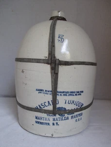 Antique 5 Gallon Salt Glazed Stoneware Advertising Jug "Moscato Tonique" N.Y. - Picture 1 of 13