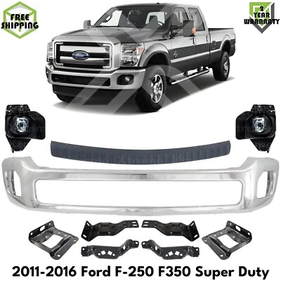 Front Bumper Chrome & Fog Lights Kit For 2011-2016 Ford F-250 F-350 Super Duty - Image 1 of 4