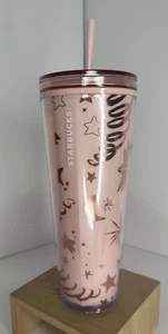 Starbucks 2023 Christmas Holiday Pink Moon & Stars 24 Oz Venti Cold Cup Tumbler - Picture 1 of 6