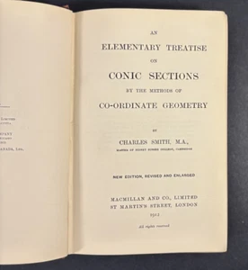 1912 An Elementary Treatise On Conic Sections, C. Smith Co-ordinate Geometry HC - Picture 1 of 7