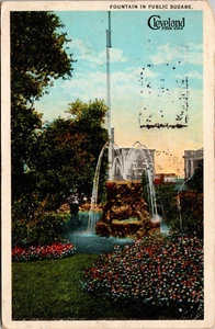 Postcard Cleveland Ohio - Fountain in Public Square - Posted 1924 - Picture 1 of 2