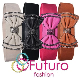 Elasticated Wide Waist Belt With Bow Party Casual Waistband One Size FP02 - Picture 1 of 2