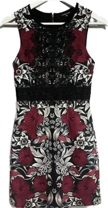 Warehouse Floral Pencil Mini Dress with Lace Detail UK 6 Occasion Sleeveless - Picture 1 of 7