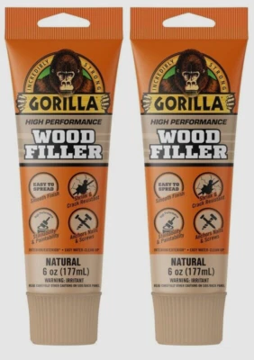 2 ~ Gorilla High Performance Natural Wood Filler 6 oz Easy & Ready To Use - Image 1 of 2