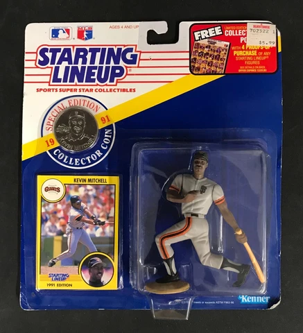 Starting Lineup Kevin Mitchell with 1991 Special Edition Collector Coin Cover