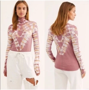 Free People We The Free Psychedelic Turtleneck Size Medium Night Fall Combo Pink - Picture 1 of 4