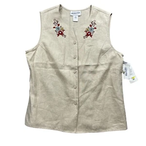Pendleton Vest 14 New w/Tags Spice Island Sleeveless Embroidered Flowers Linen - Picture 1 of 5