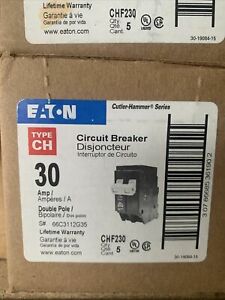 (1) NEW Eaton CHF230 CH230 30A 240V 2-Poles Breaker.