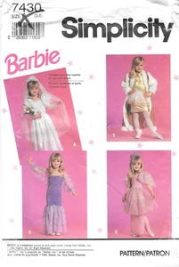 Uncut Simplicity Sewing Pattern # 7430 Girl's Barbie Dress-Up Costumes Size: 3-8 - Picture 1 of 2