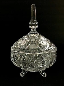 American Brilliant Style Covered Candy Dish - Picture 1 of 8