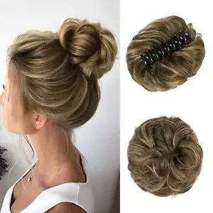 Wavy Curly Claw Clip Bun Hair Piece for Women - Golden Brown & Light Blonde - Picture 1 of 12