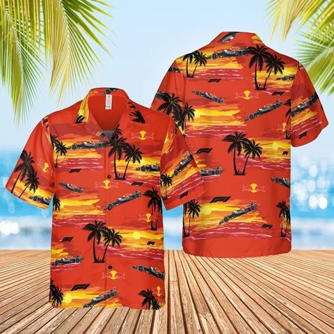 red bull racing hawaiian shirt, button-up shirt, summer vibe, F1 racing car Cover