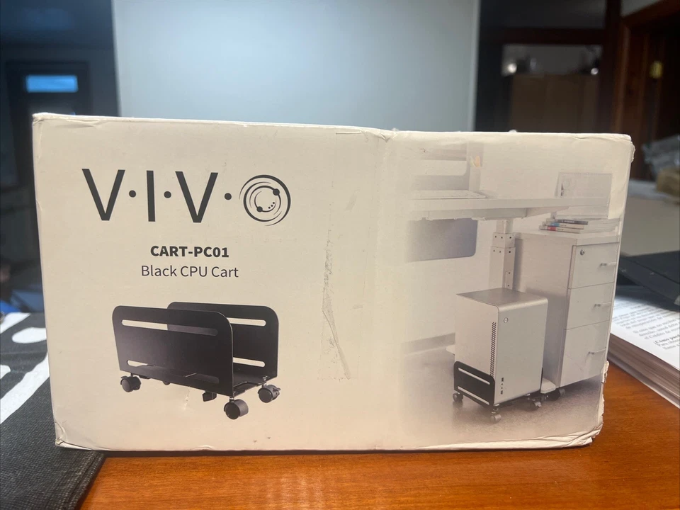VIVO CART-PC01 ATX Desktop Case Adjustable Mobile Cart Holder - Black - Image 1 of 1